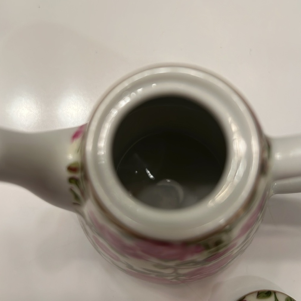 Vintage 🌸 3-Piece Mini Porcelain Set Bell, Teapot Egg Trinket Box Floral Small - Picture 9 of 16